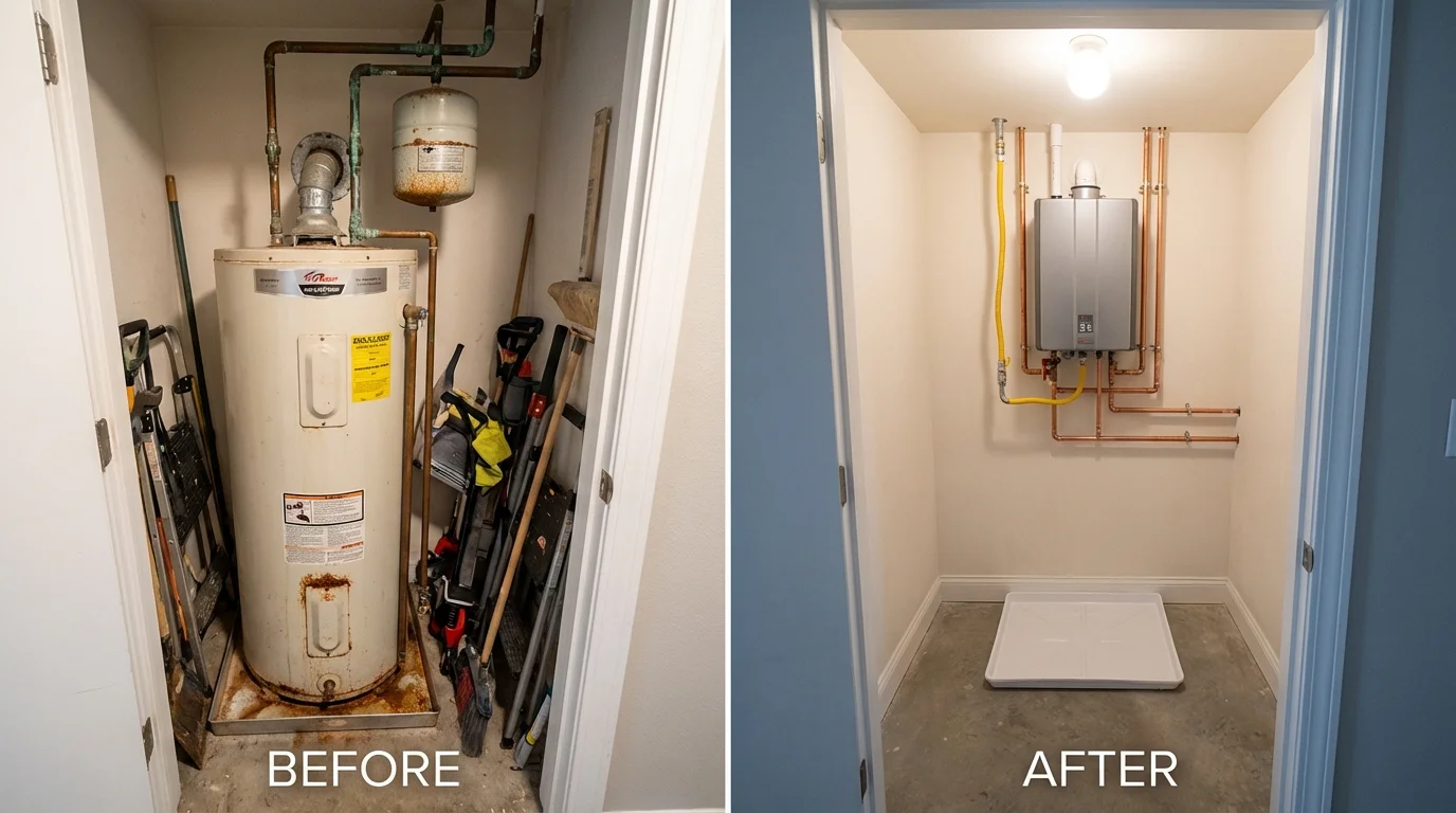 Tank water heater versus wall-mounted tankless unit comparison for Hurricane, UT homeowners