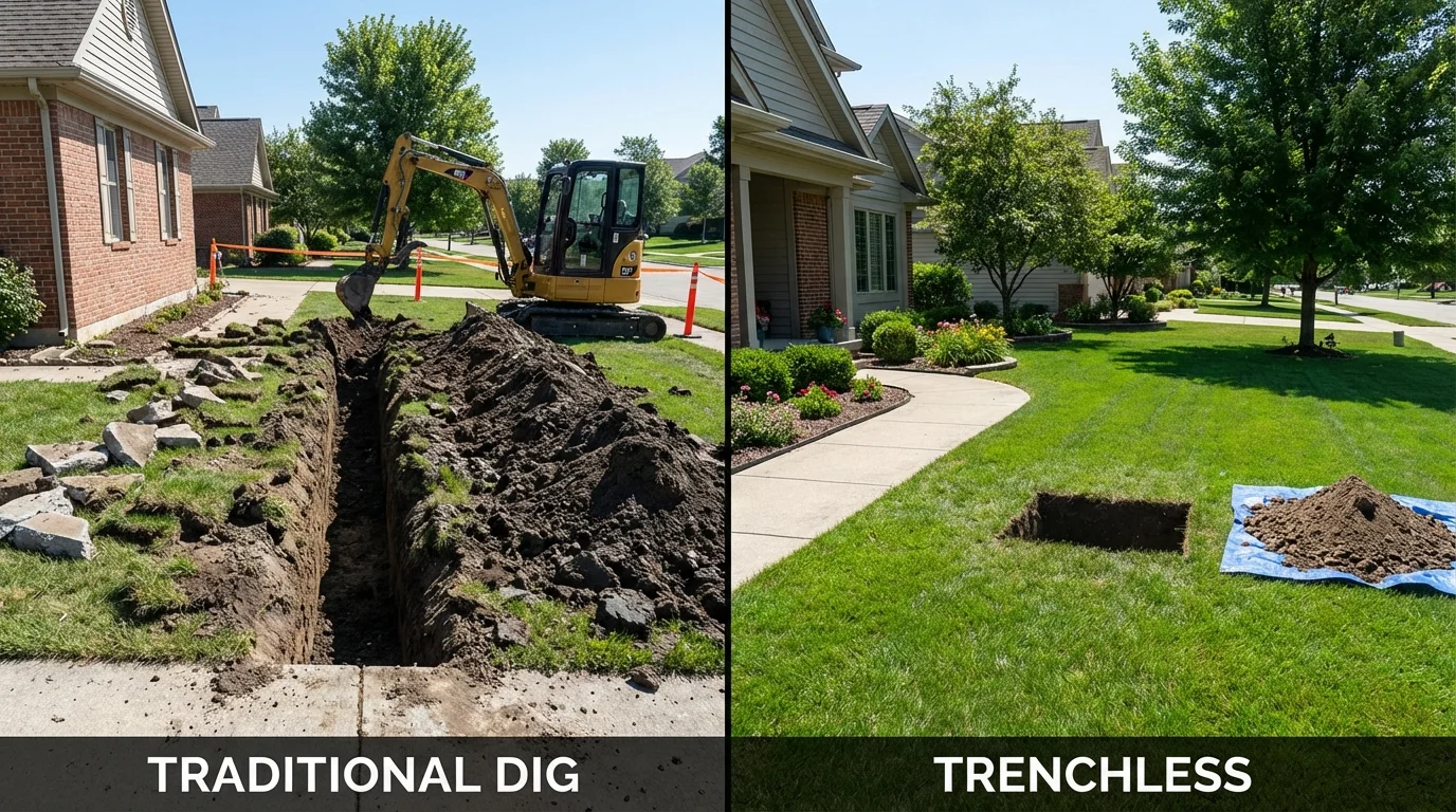 Trenchless sewer repair with minimal yard damage versus traditional excavation in Hurricane, UT